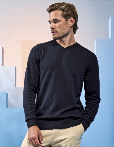 ASQ-AQ042-Mens Cotton Blend V Neck Sweater